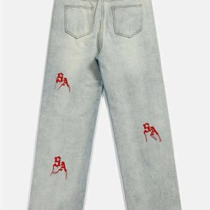 3d embroidered letter jeans edgy & trendy streetwear 1275