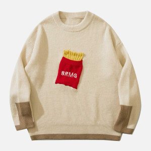 3d fries sweater quirky & vibrant streetwear 4718