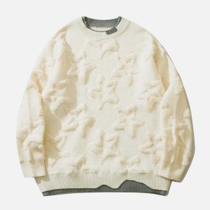 3d star graphics sweater edgy & retro streetwear 8674