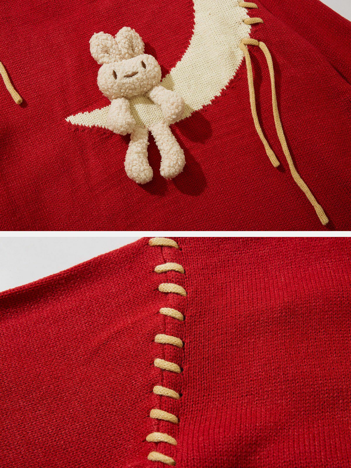 adorable rabbit straps sweater quirky & youthful fashion 1168