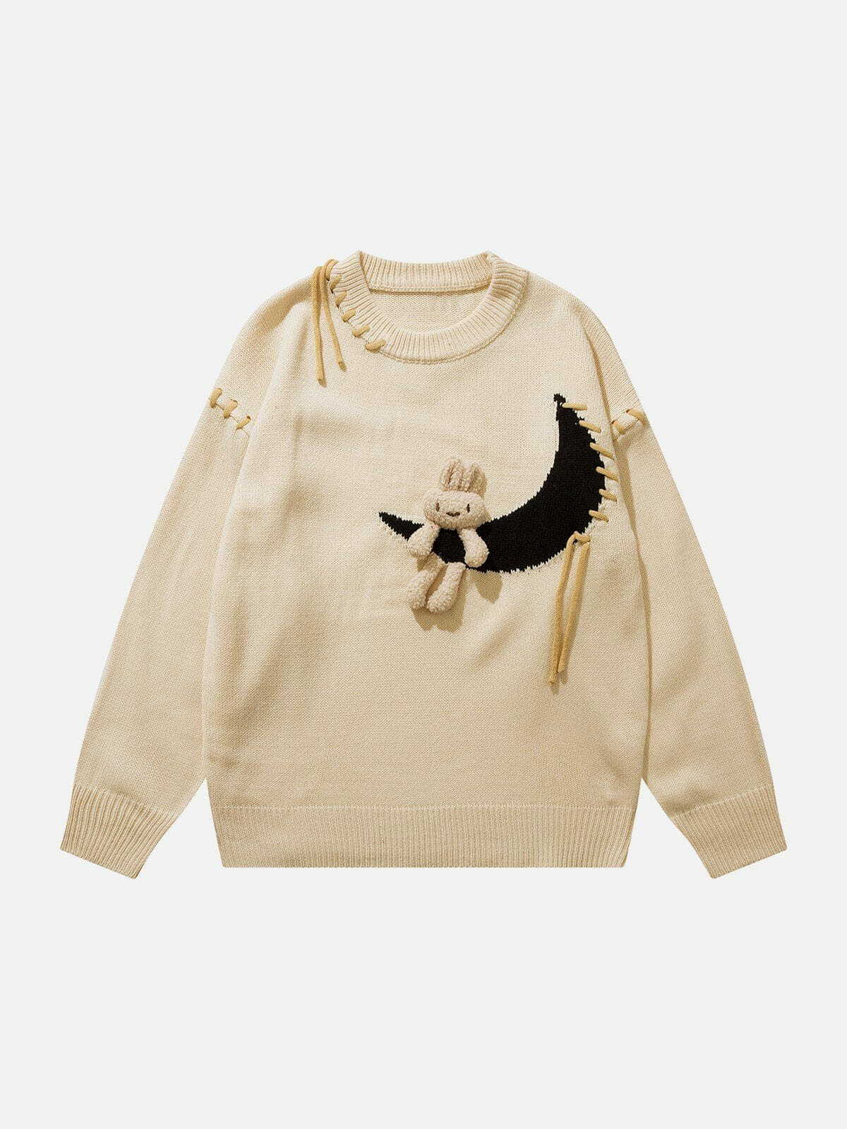 adorable rabbit straps sweater quirky & youthful fashion 3242