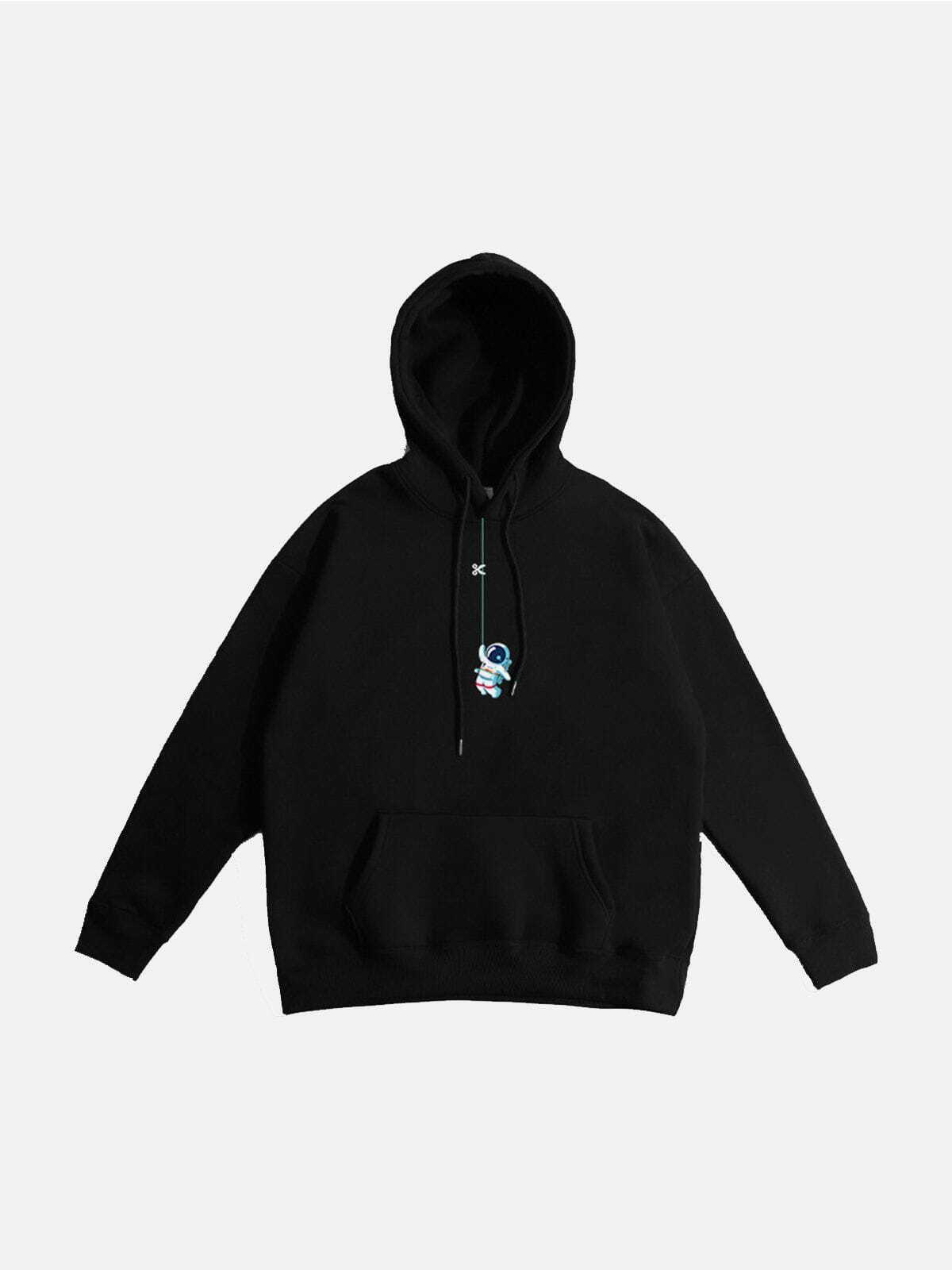 astronaut print fleece hoodie edgy & vibrant streetwear 6533