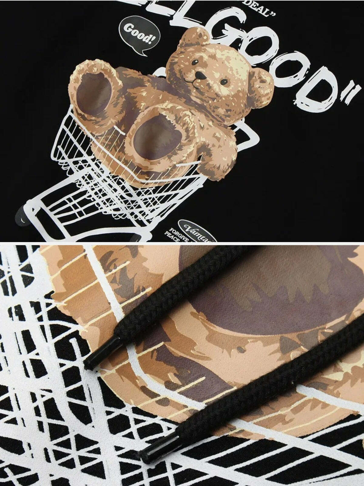 bear print hoodie quirky & vibrant streetwear 1186
