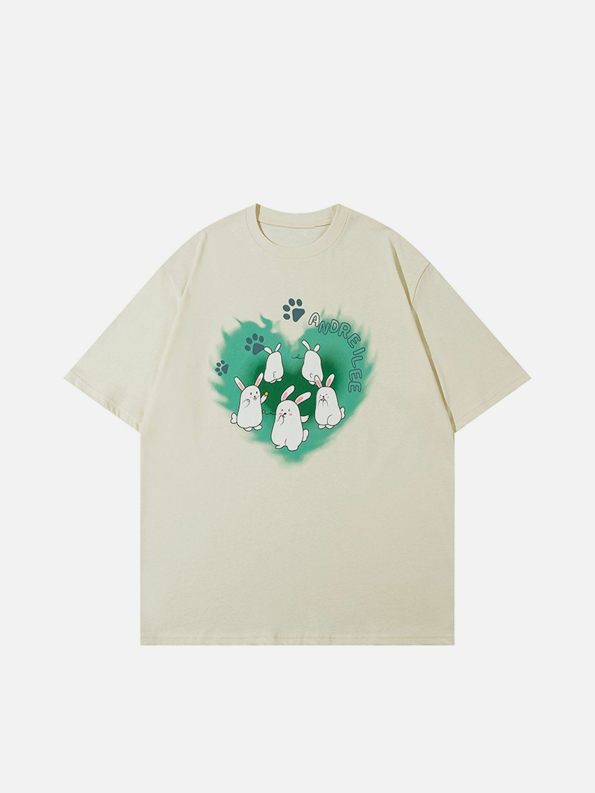 bold rabbit print tee edgy streetwear with vibrant heart elements 1406