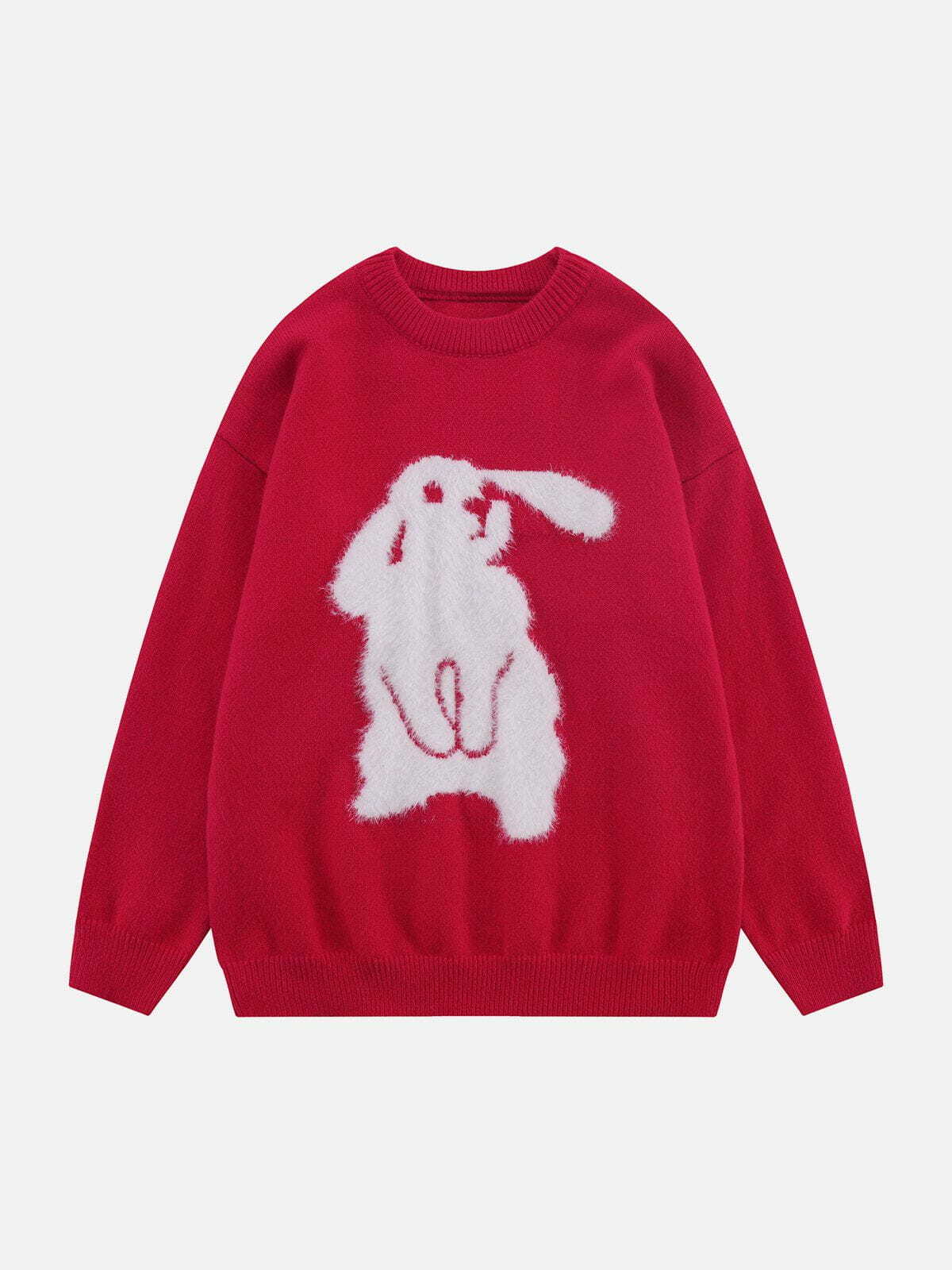bunny flock print sweater quirky urban fashion 4233