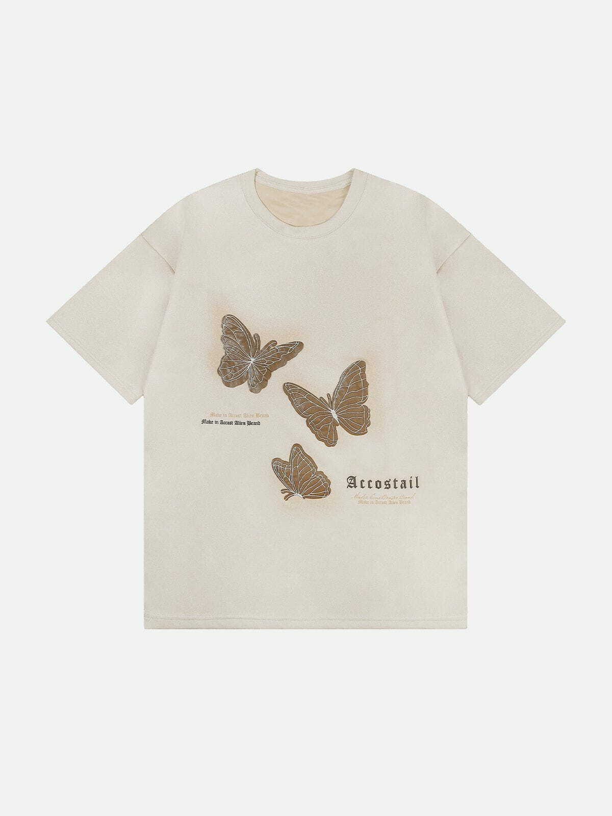 butterfly applique embroidery tee quirky & vibrant y2k fashion 4848