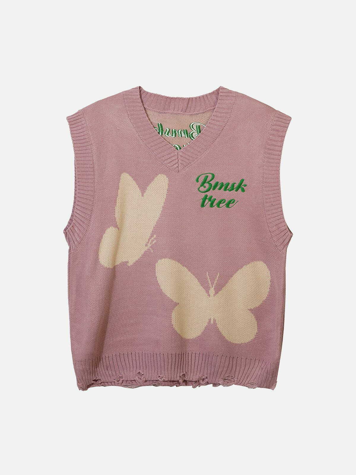 butterfly print sweater vest quirky y2k fashion essential 4770
