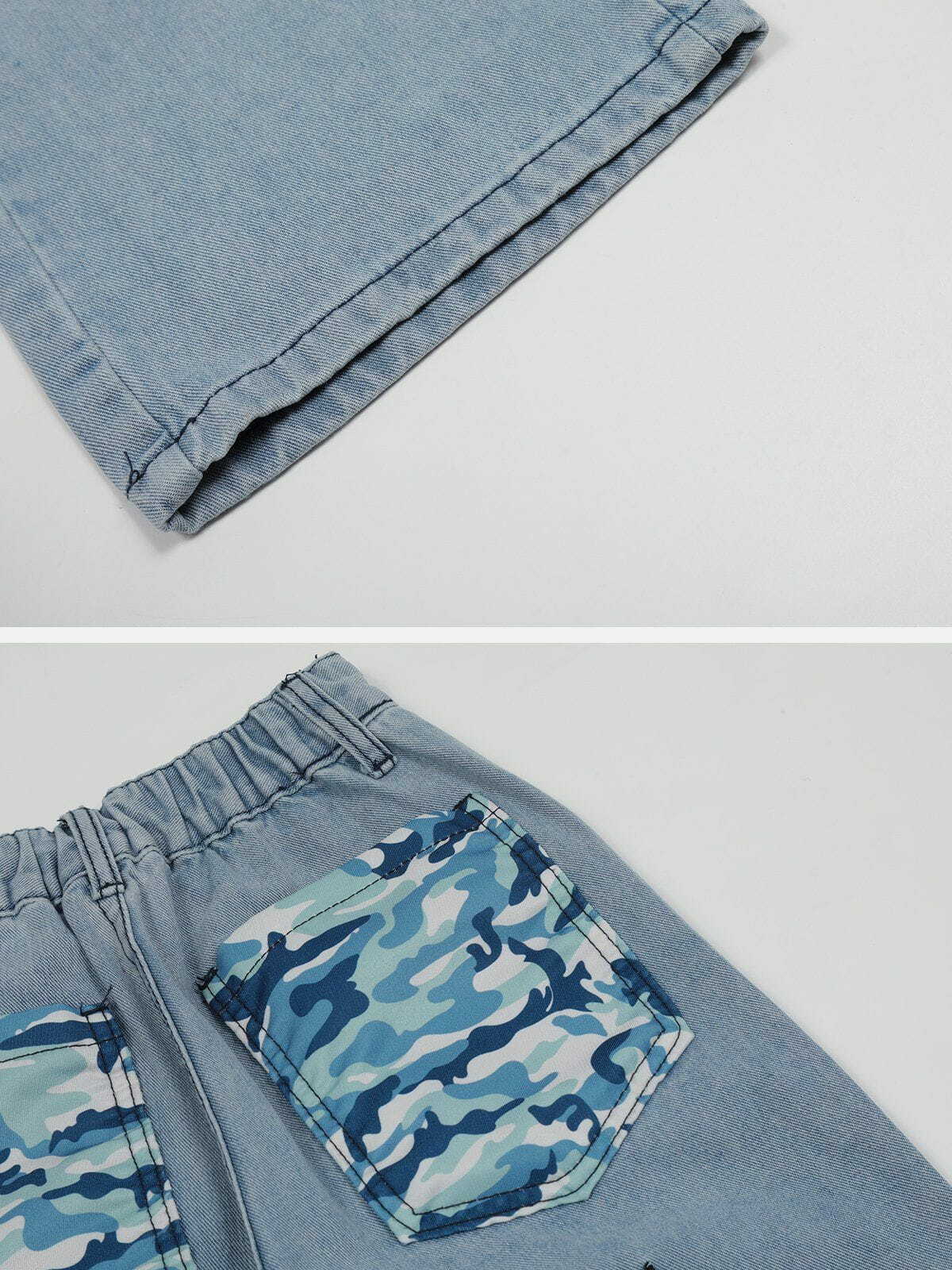 camo print elastic jeans edgy & versatile streetwear 2137