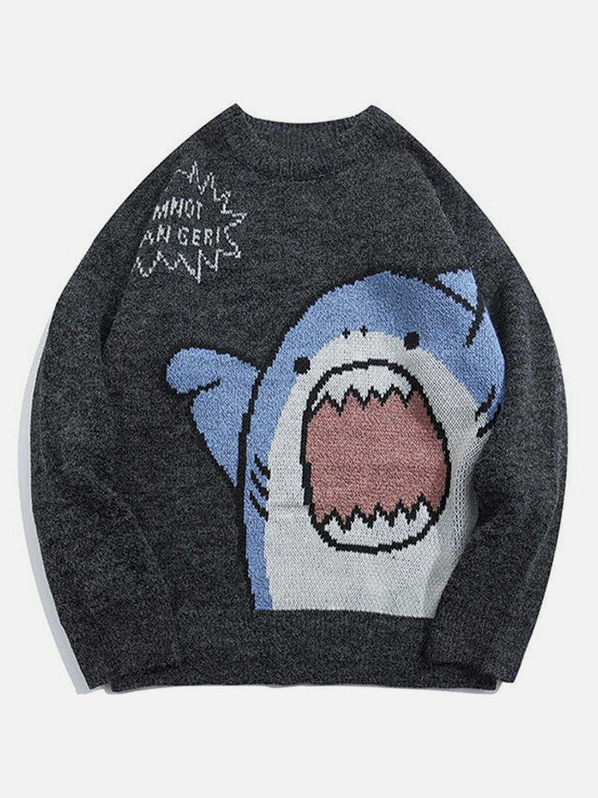 cartoon shark knit sweater quirky streetwear icon 5818