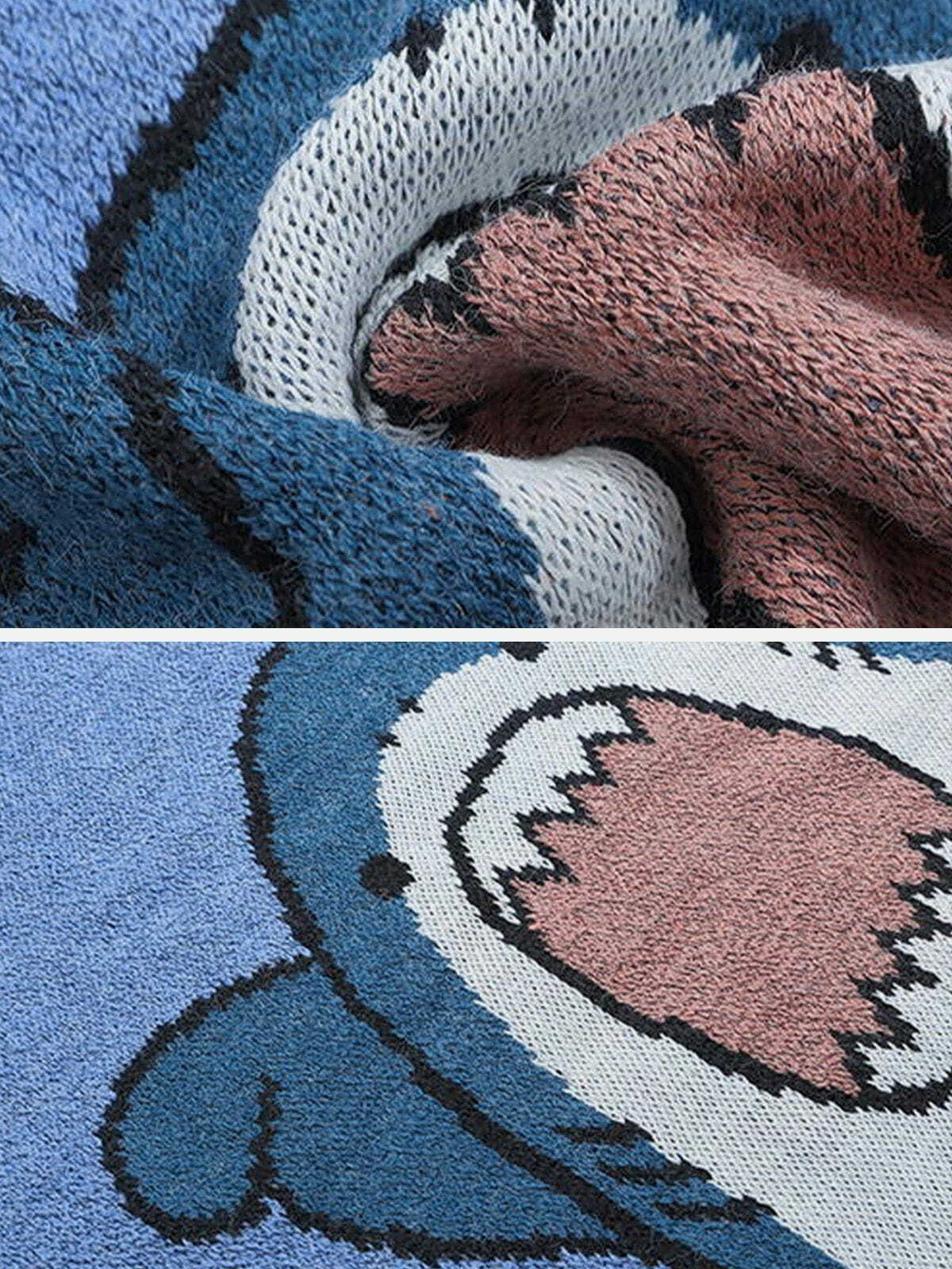 cartoon shark knit sweater quirky streetwear icon 8494