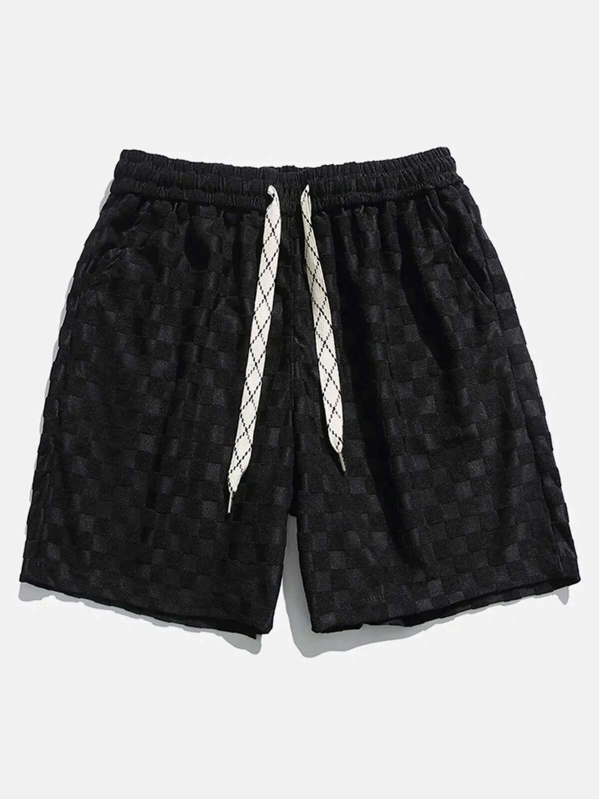 checkerboard jacquard drawstring shorts streetwear chic essential 3207