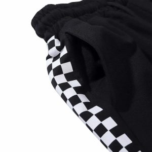 checkerboard print shorts edgy streetwear staple 2624