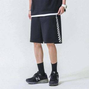checkerboard print shorts edgy streetwear staple 5826