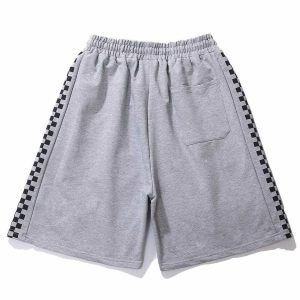 checkerboard print shorts edgy streetwear staple 6858