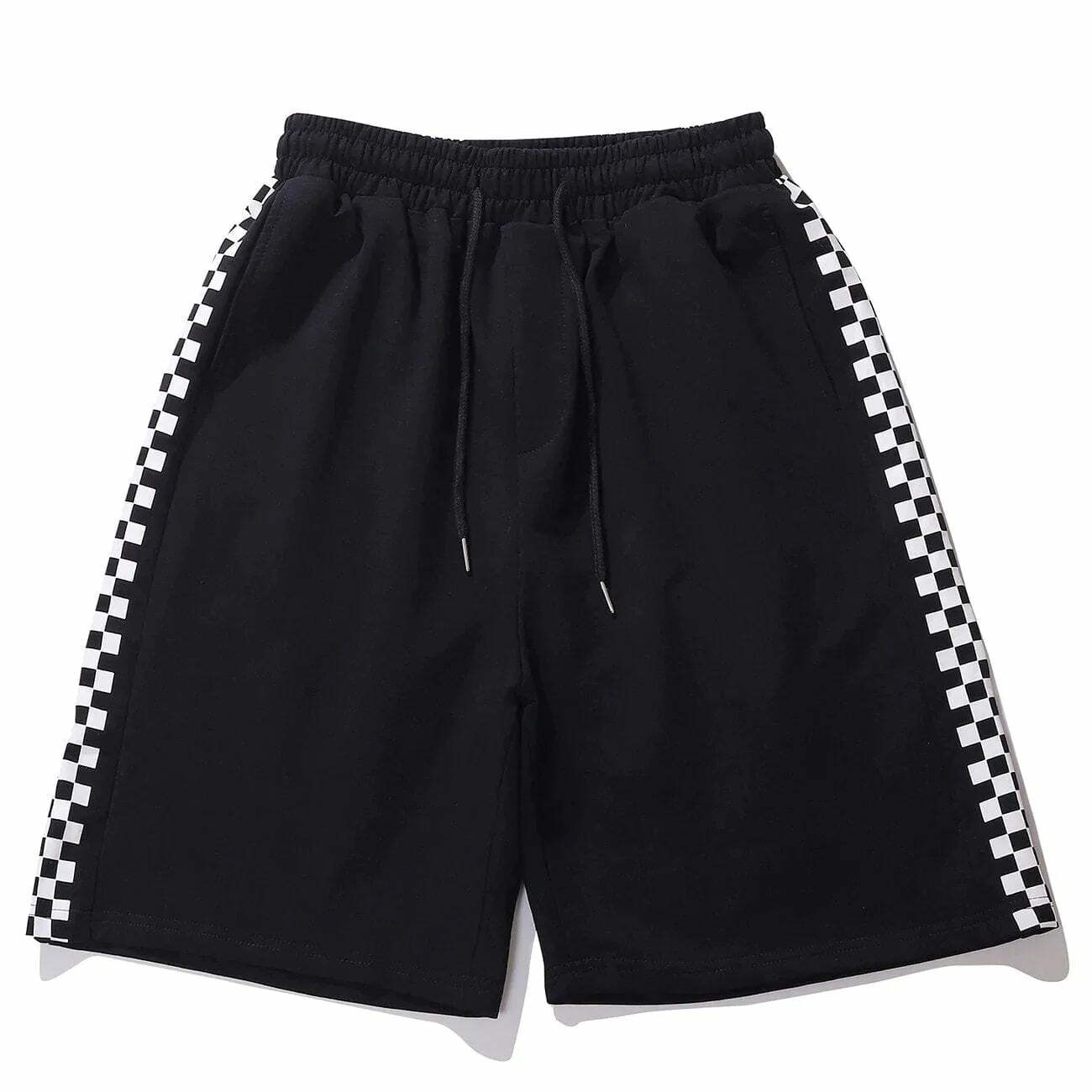 checkerboard print shorts edgy streetwear staple 7018