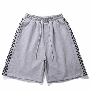 checkerboard print shorts edgy streetwear staple 7271