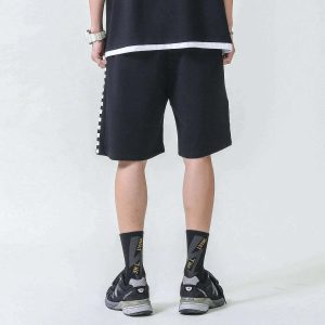 checkerboard print shorts edgy streetwear staple 8897