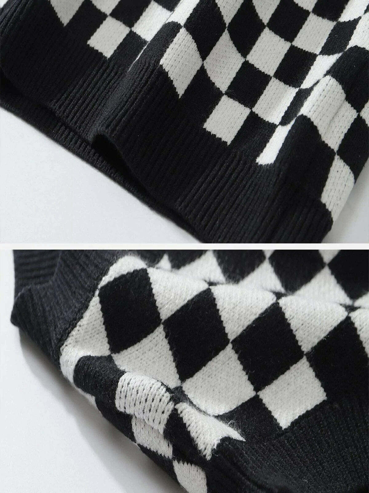 checkerboard print sweater vest edgy urban statement 5310