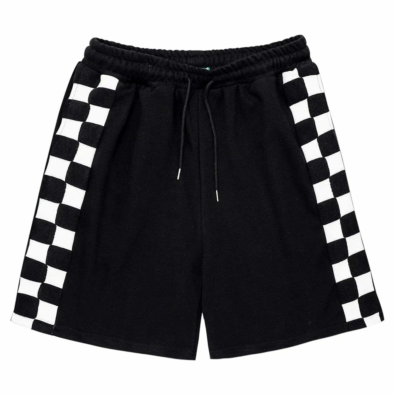 checkered patchwork splicing shorts edgy streetwear essential 5264