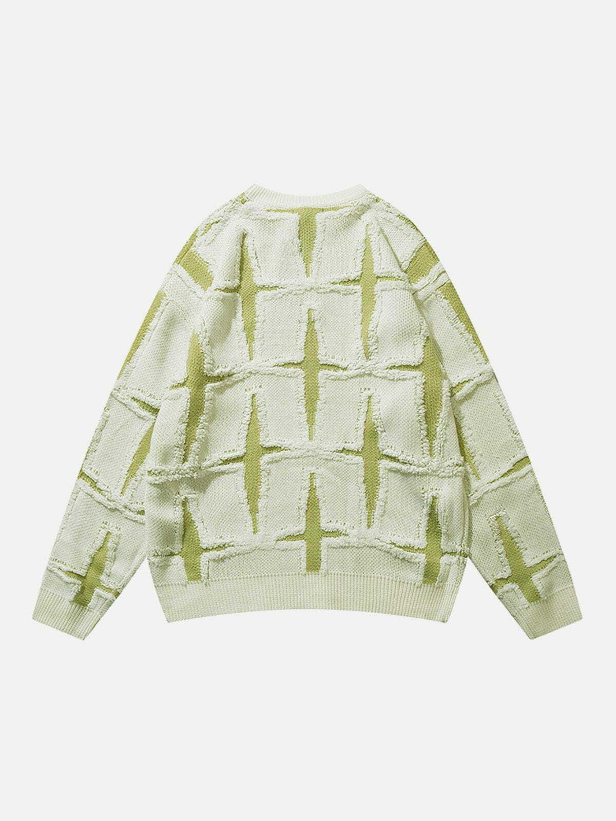 chic cross stitch sweater retro streetwear essential 7942