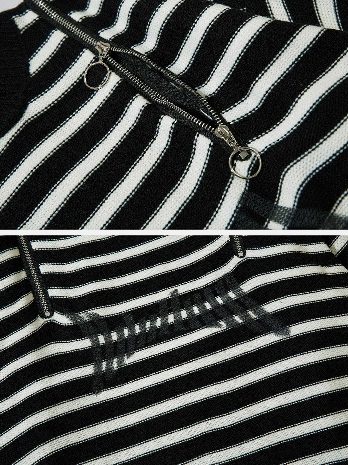 chic striped zipper sweater edgy y2k fashion 4941