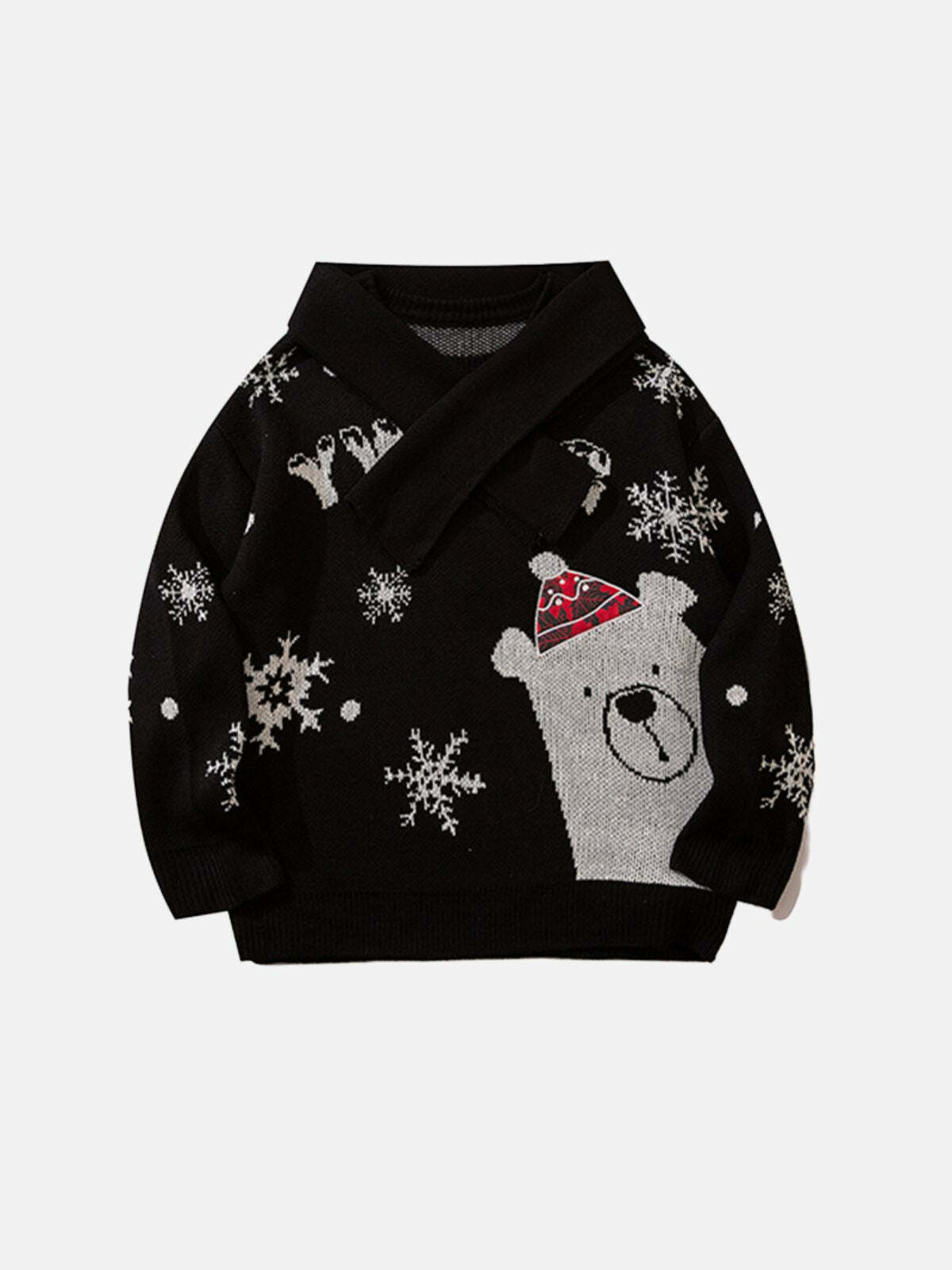 christmas bear knit sweater festive streetwear icon 2254