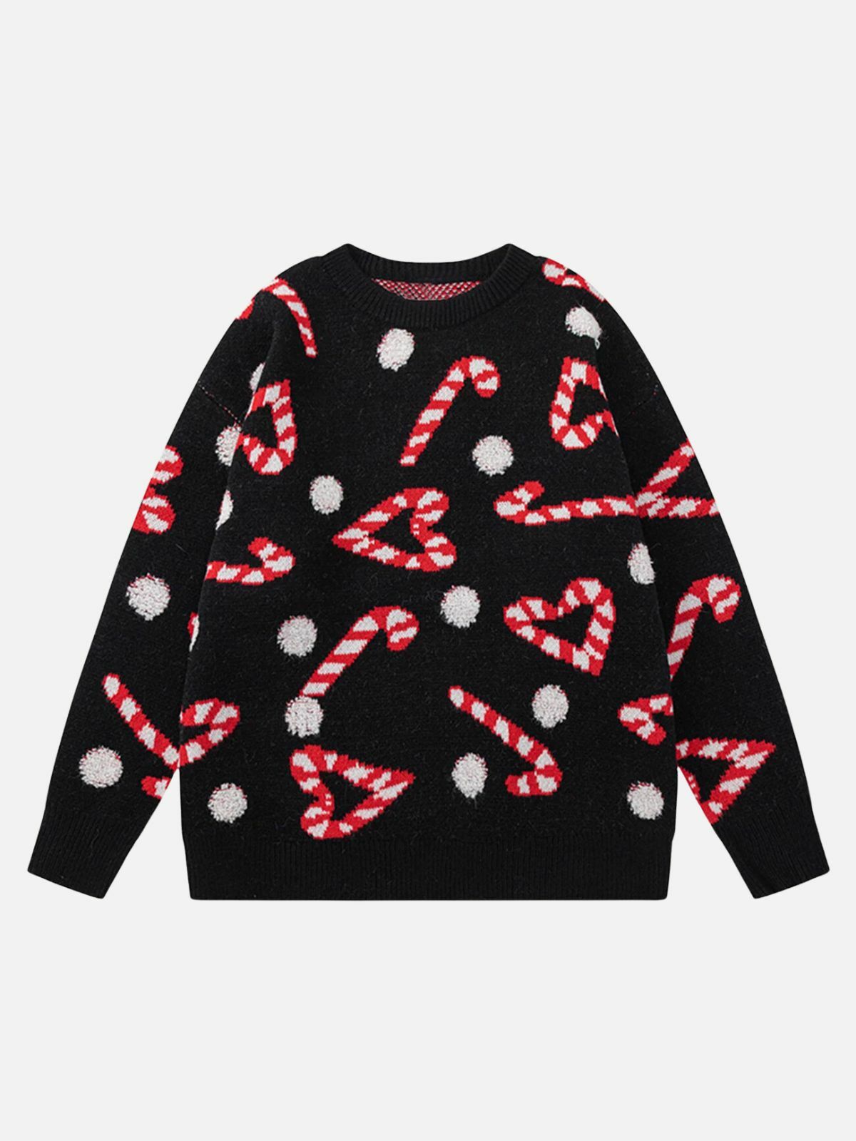 christmas candy print sweater quirky & vibrant y2k fashion 5071