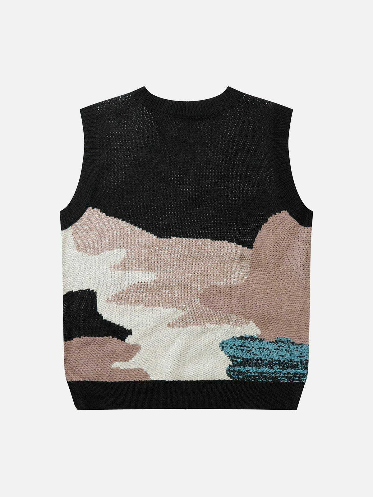 color block jacquard sweater vest vibrant & trendy streetwear 2155