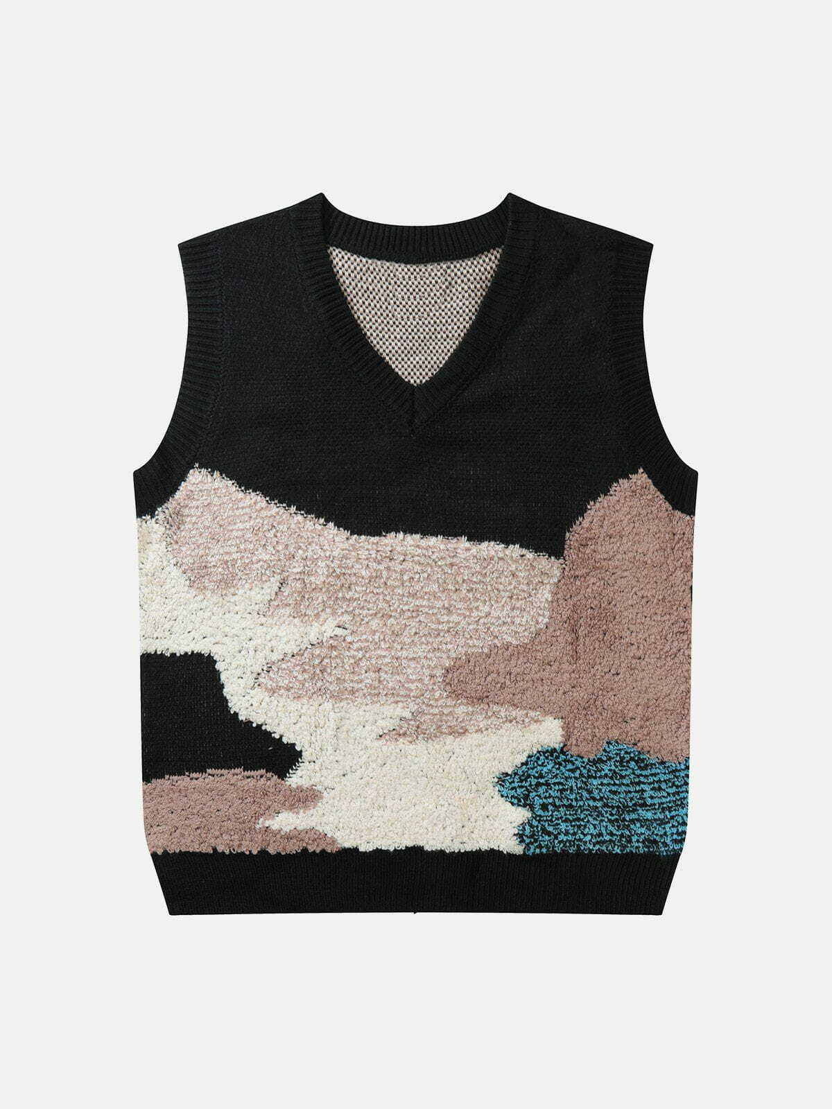 color block jacquard sweater vest vibrant & trendy streetwear 2440