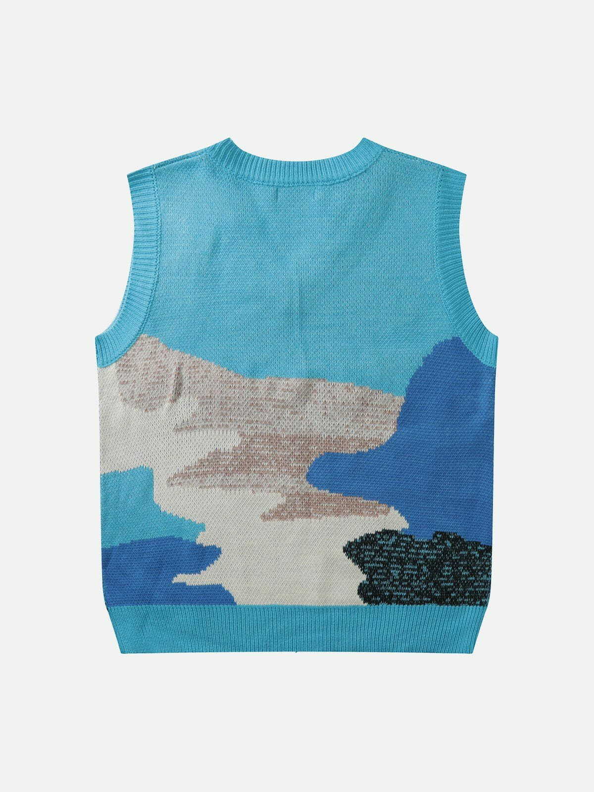 color block jacquard sweater vest vibrant & trendy streetwear 5165