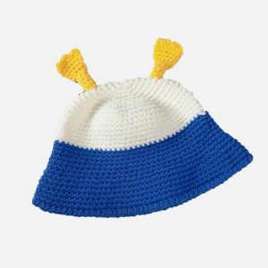 color block knitted hat edgy  retro streetwear accessory 3120