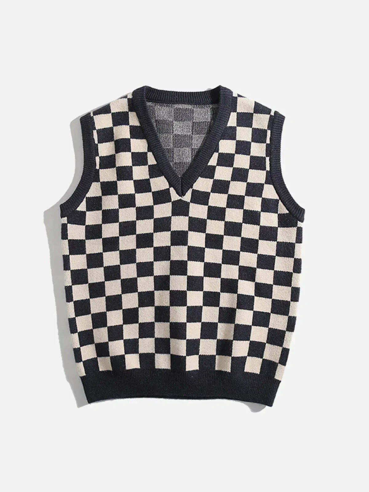 color clash plaid sweater vest edgy y2k streetwear essential 3228