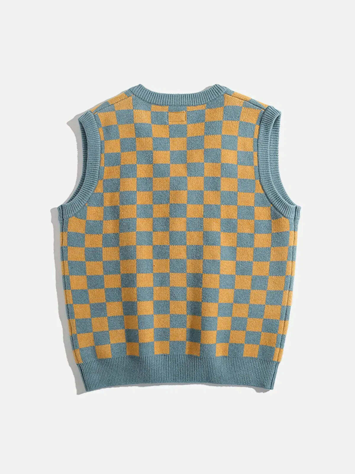 color clash plaid sweater vest edgy y2k streetwear essential 5445
