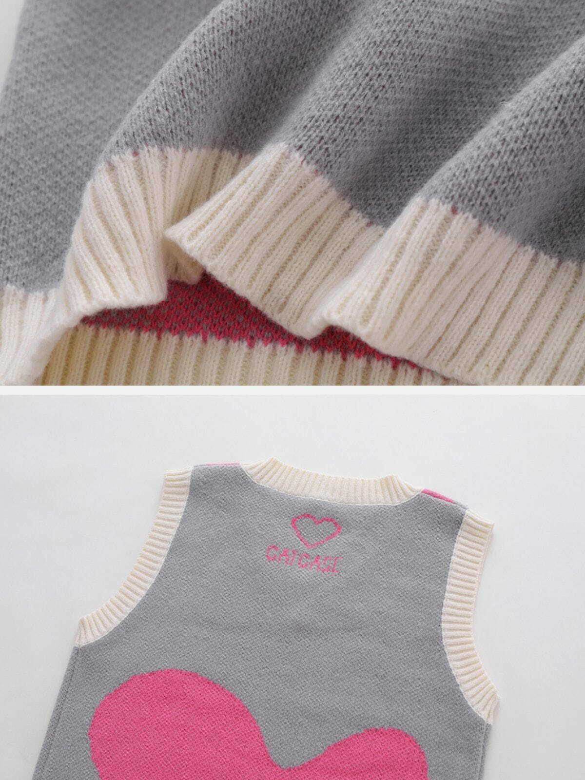 colorblock heart print sweater vest edgy & vibrant y2k knitwear 2926