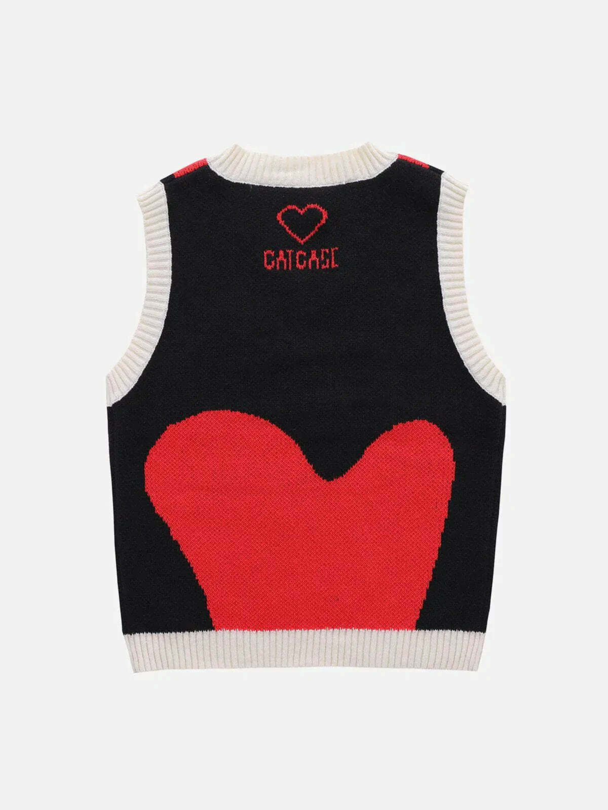 colorblock heart print sweater vest edgy & vibrant y2k knitwear 3809