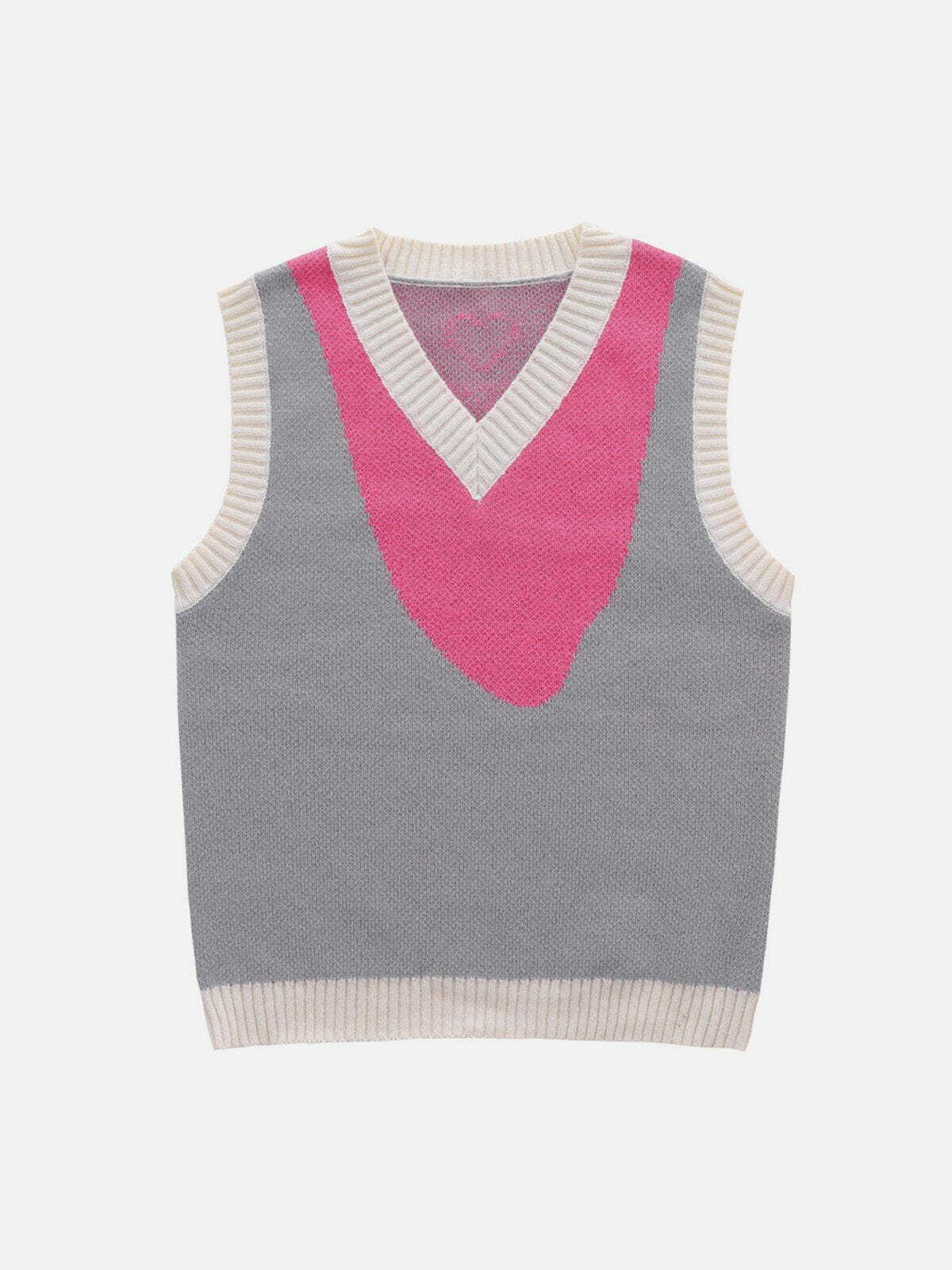 colorblock heart print sweater vest edgy & vibrant y2k knitwear 6041