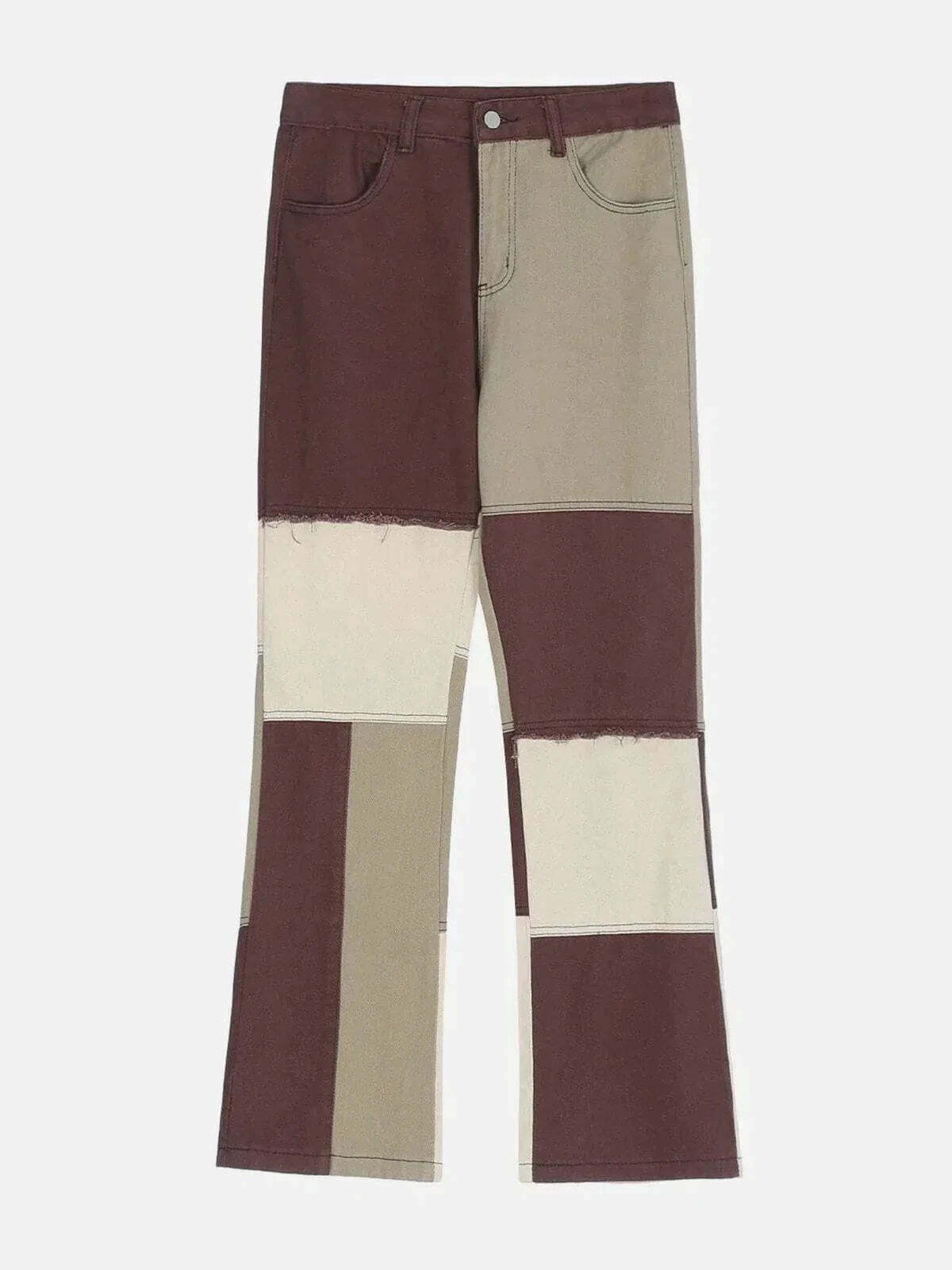 colorblock plaid jeans edgy & vibrant streetwear 4037