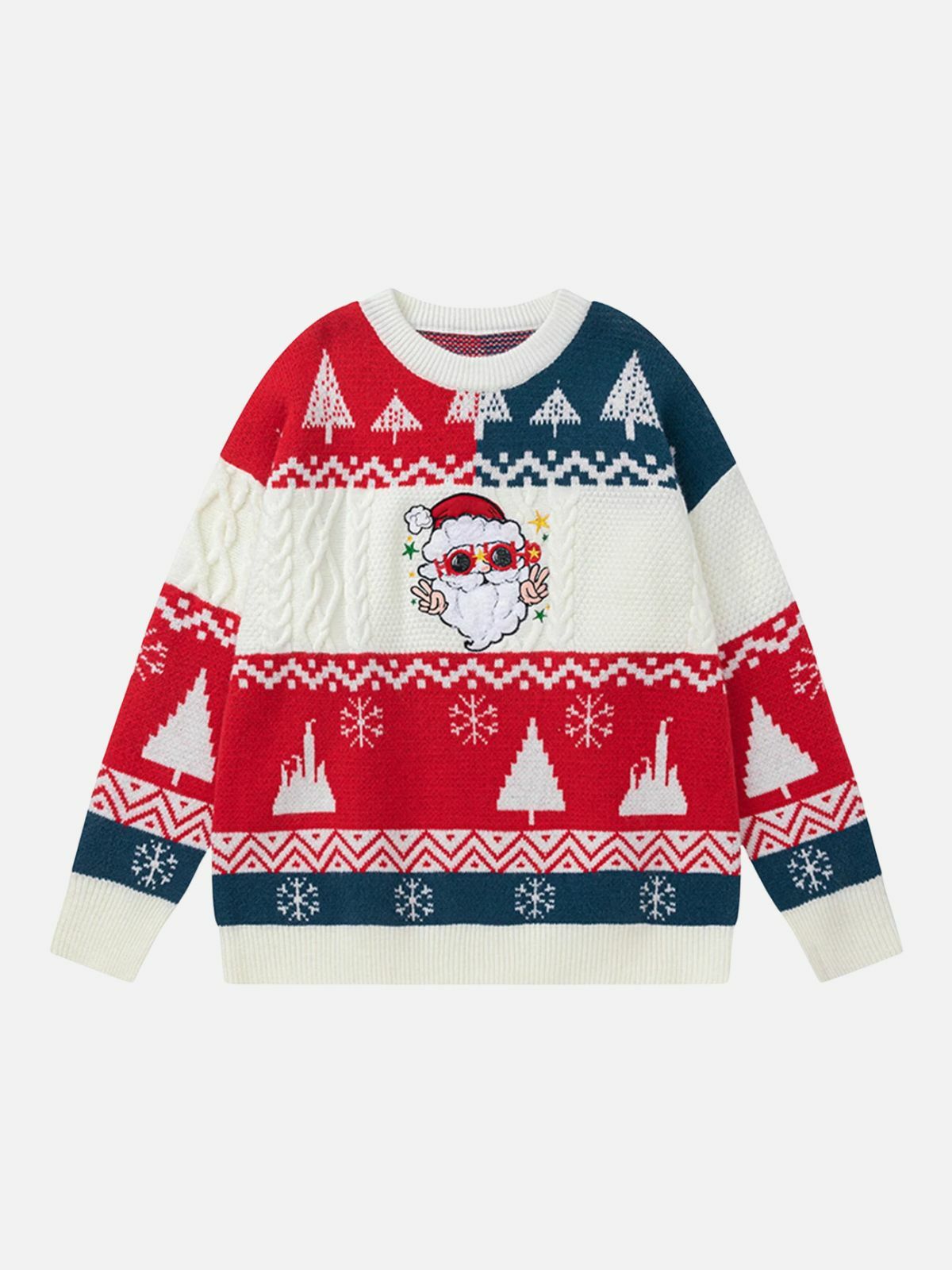 colorblock santa patchwork sweater retro & edgy streetwear 1548