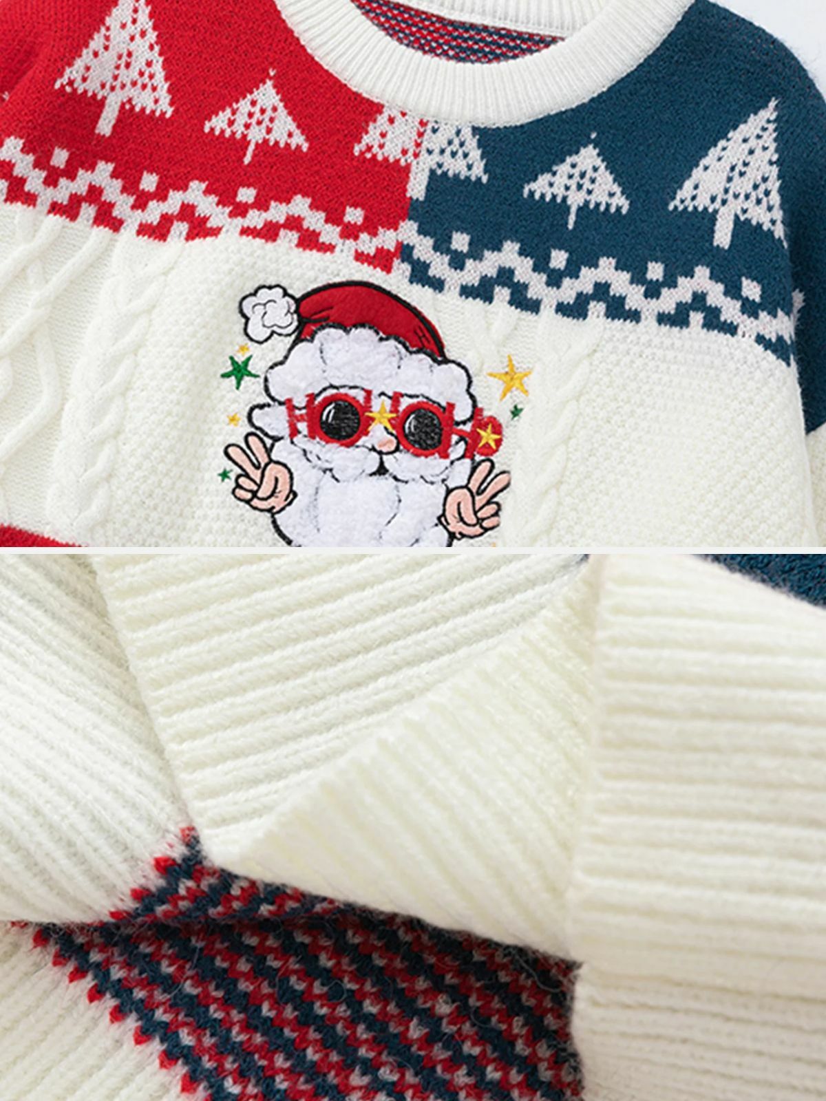 colorblock santa patchwork sweater retro & edgy streetwear 7937