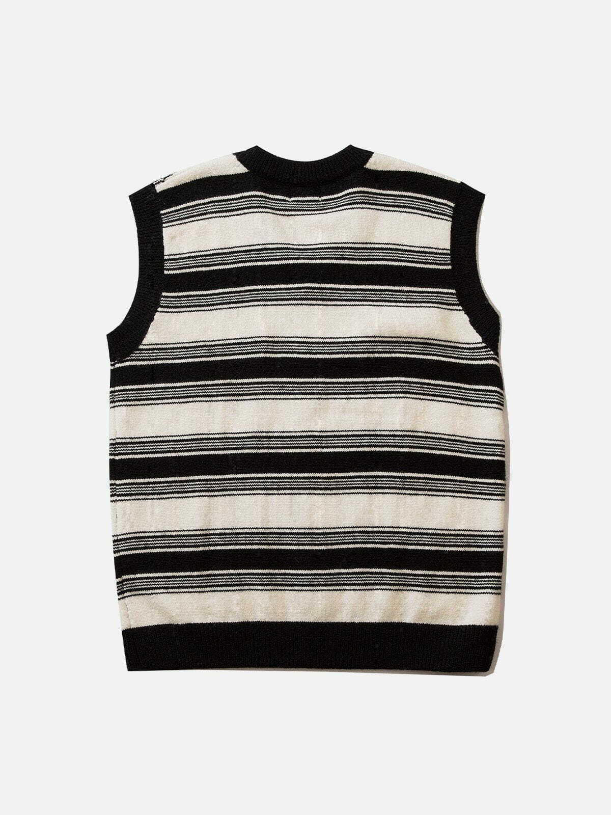 colorblock stripe sweater vest edgy retro statement piece 3219