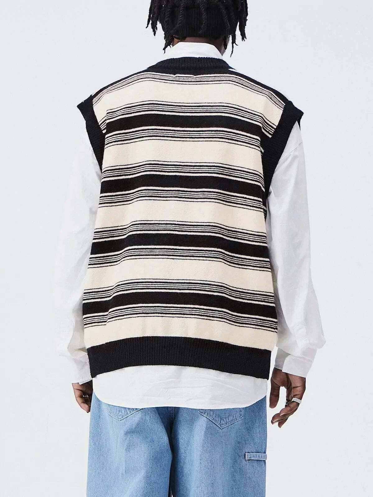 colorblock stripe sweater vest edgy retro statement piece 4259