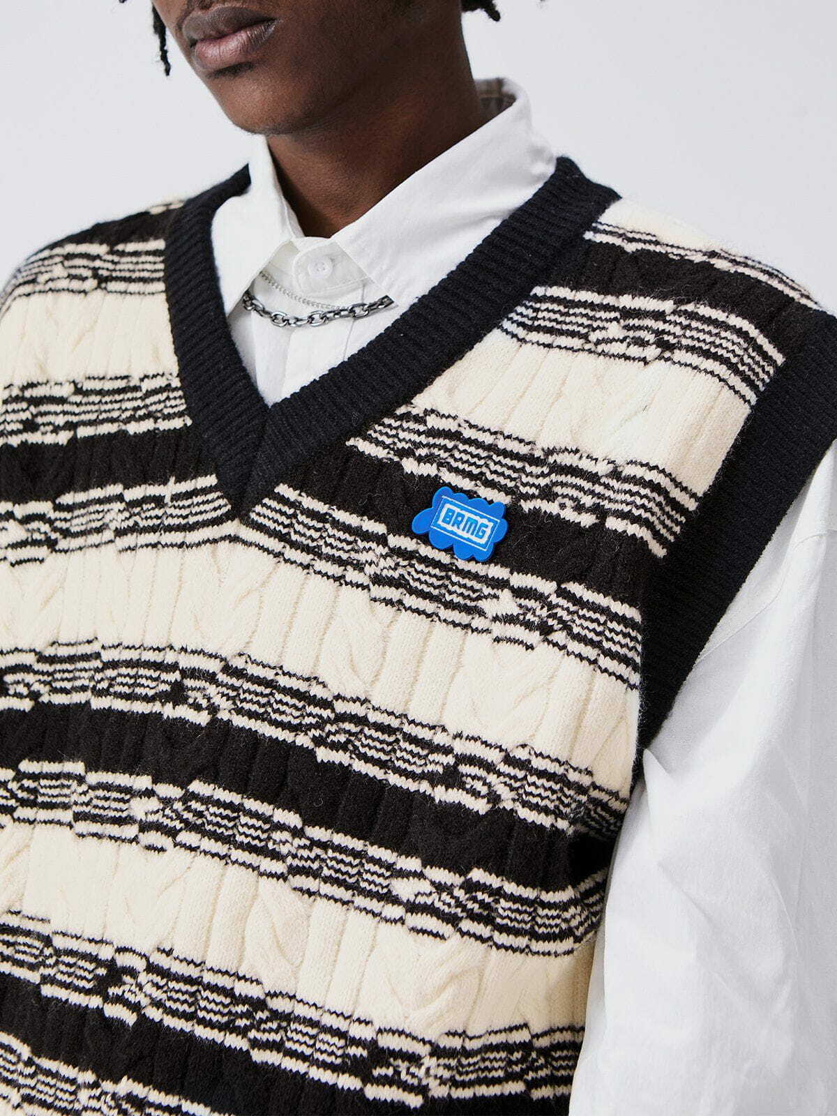 colorblock stripe sweater vest edgy retro statement piece 6867