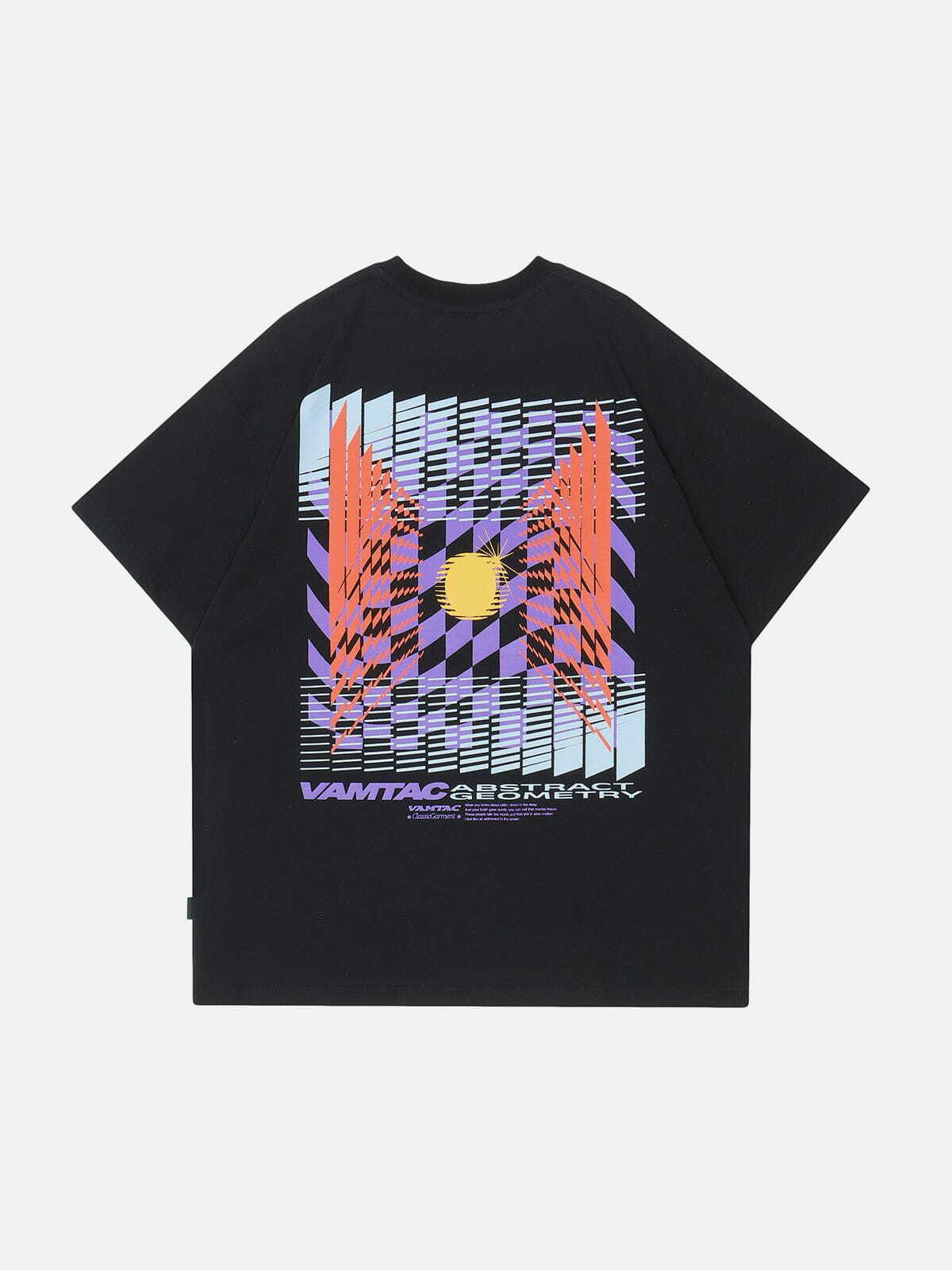 colorful checkerboard graphic tee vibrant & retro streetwear 4173