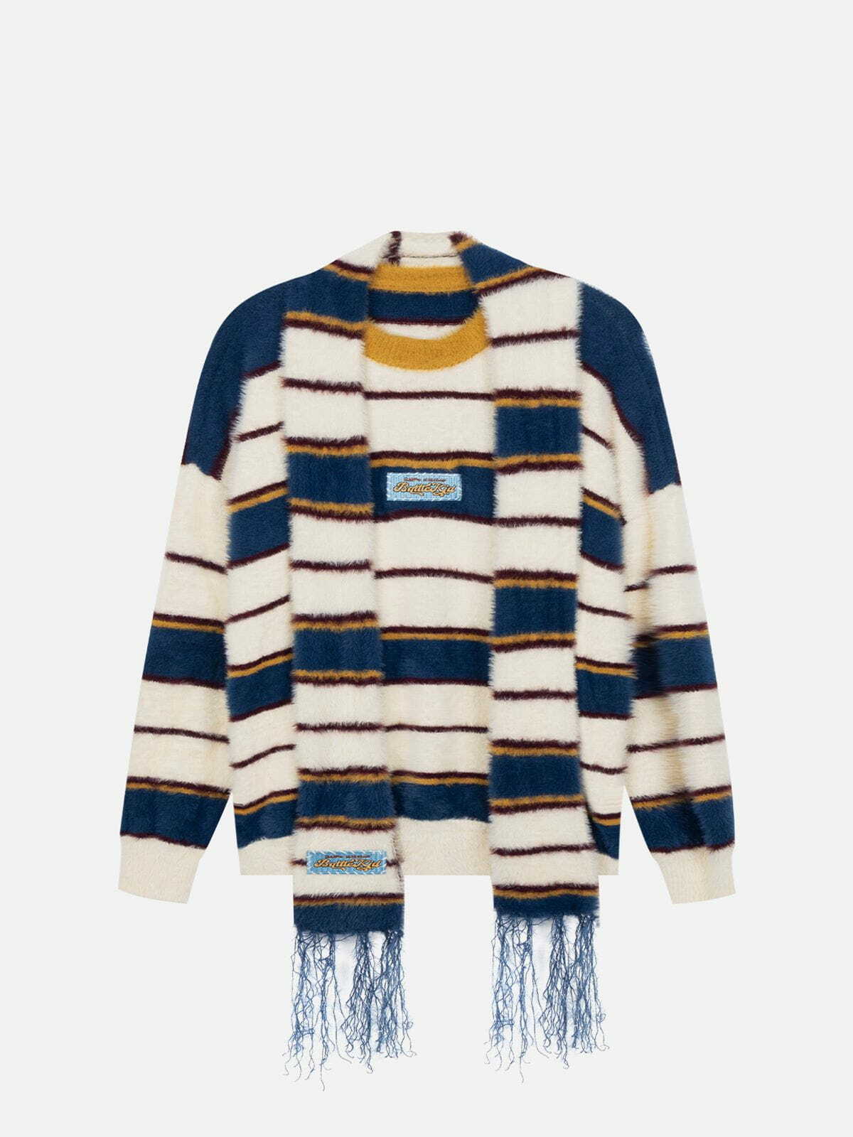 colorful striped knit sweater retro chic statement 7360