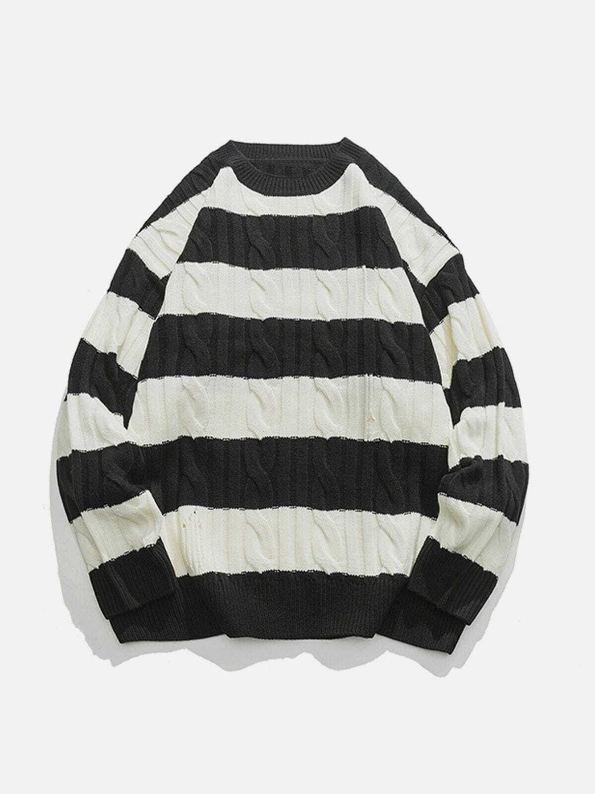 colorful striped knit sweater retro chic statement 8378