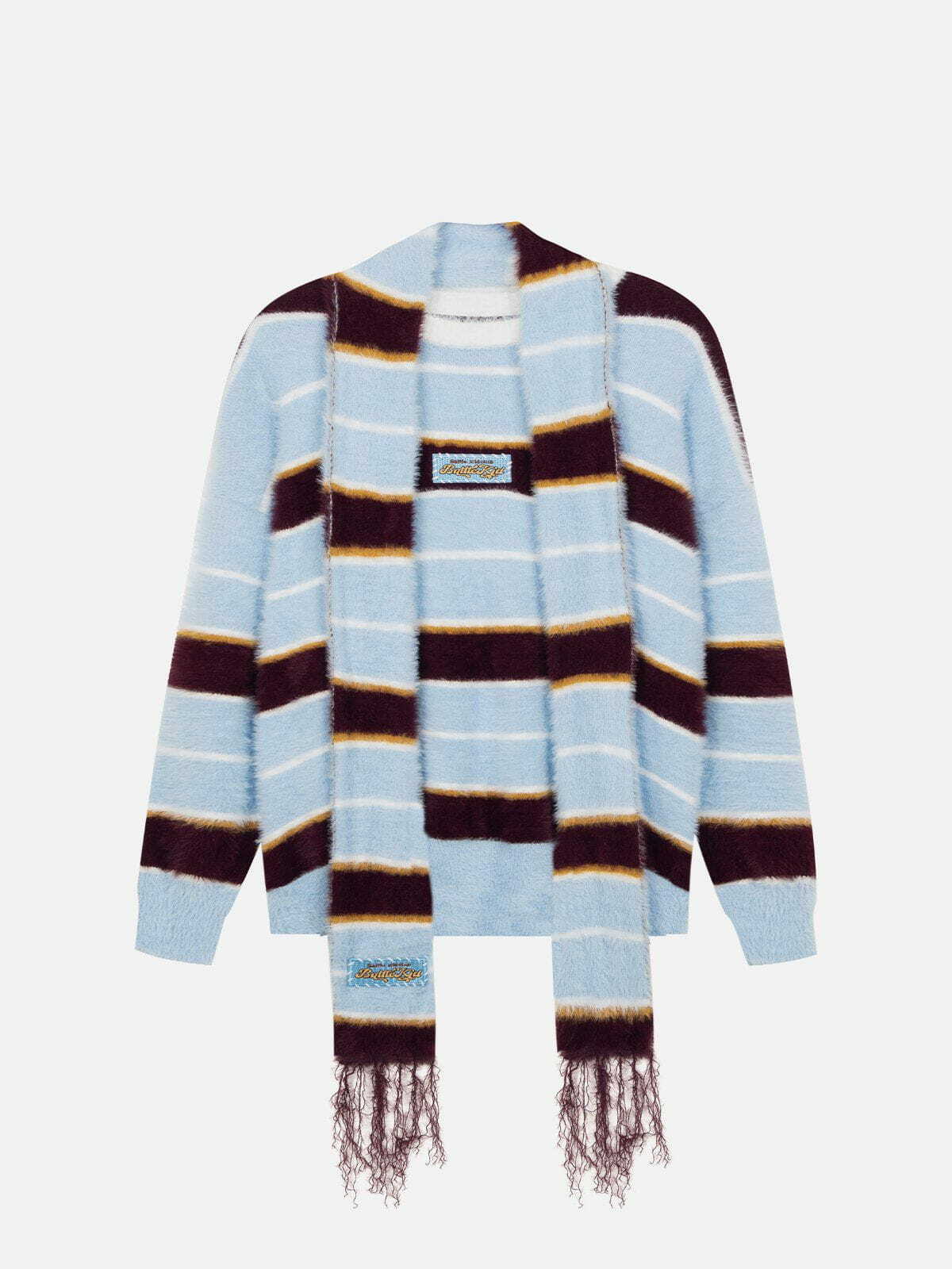 colorful striped knit sweater retro chic statement 8959