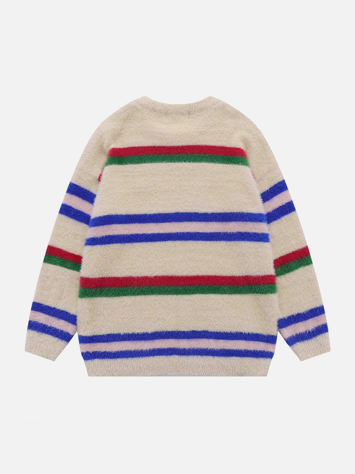 colorful striped letter sweater edgy retro streetwear statement 2451