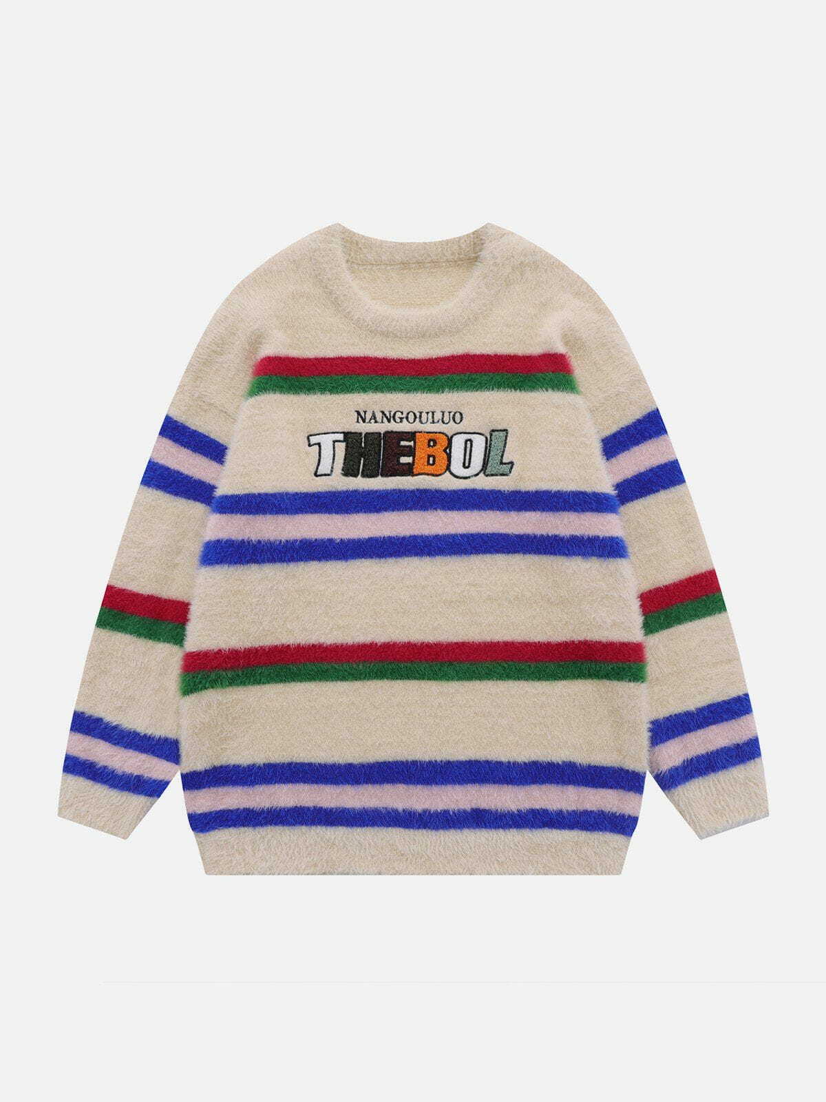 colorful striped letter sweater edgy retro streetwear statement 2690
