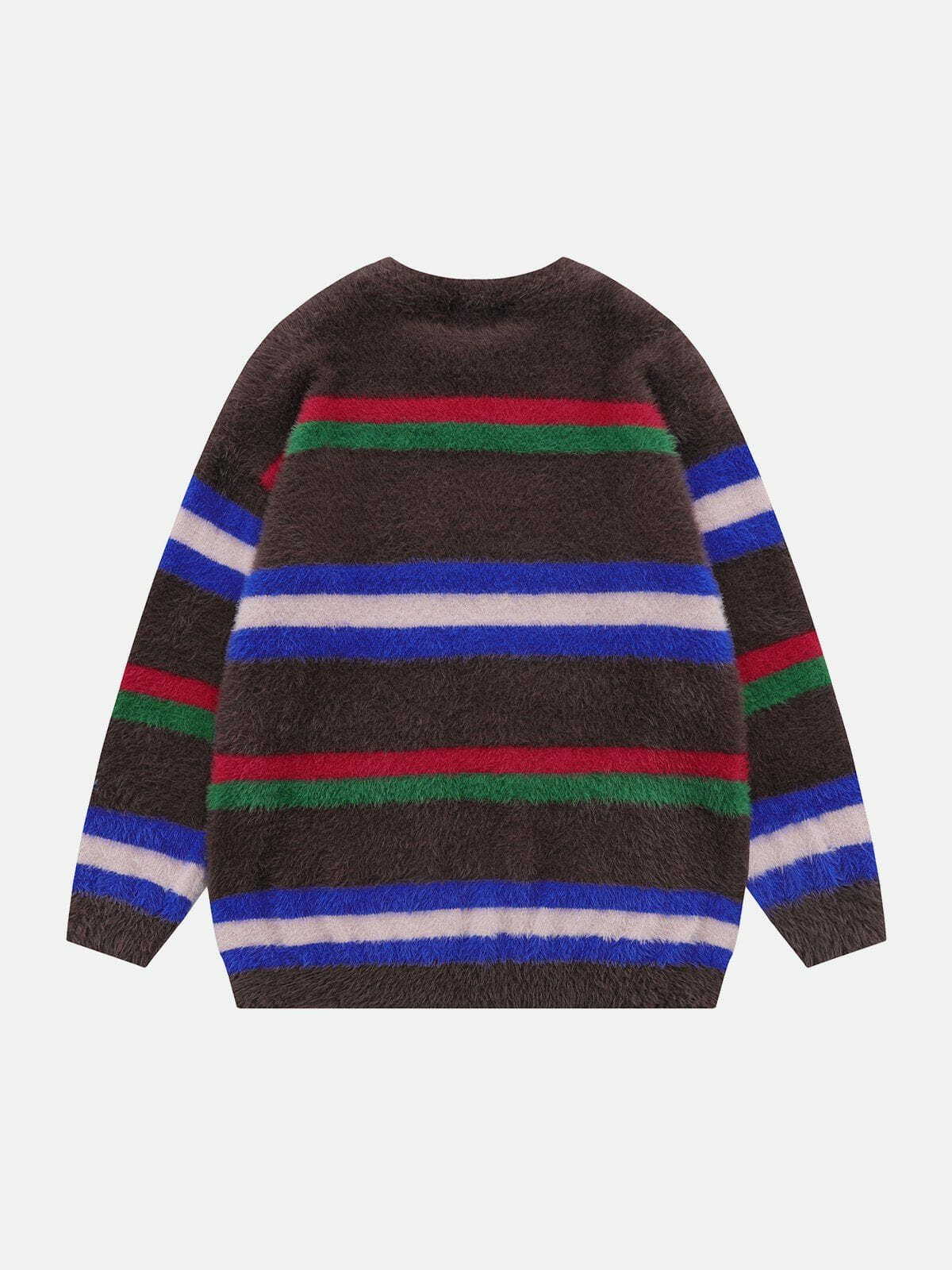 colorful striped letter sweater edgy retro streetwear statement 6899