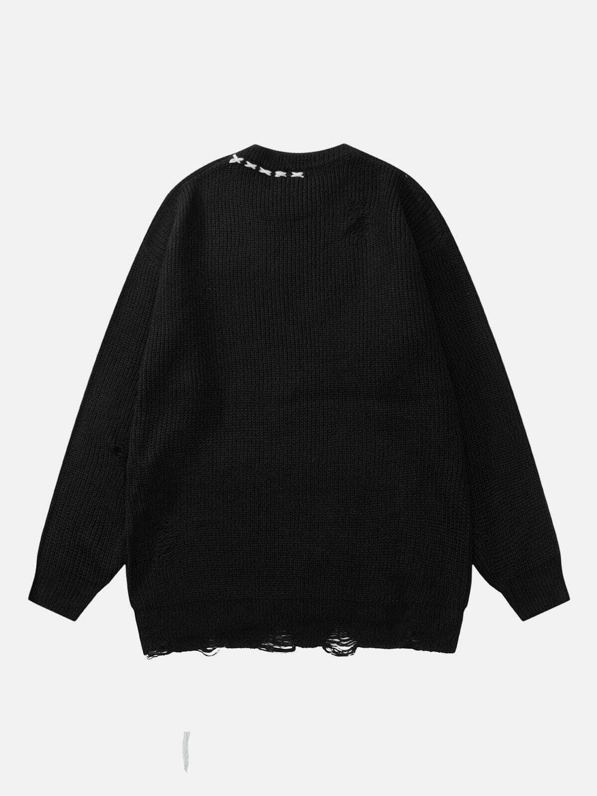 contrast color seam sweater edgy & retro streetwear icon 5528